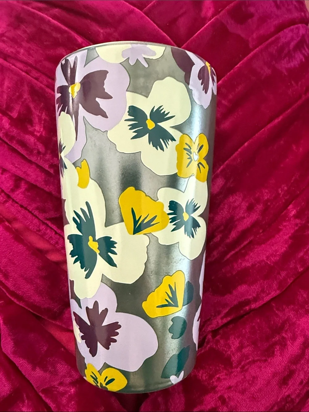 Starbucks Floral Pansies Ceramic Travel Mug